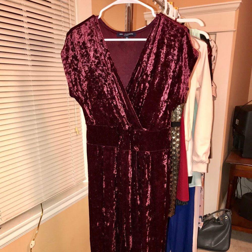 Velvet burgundy jumpsuit